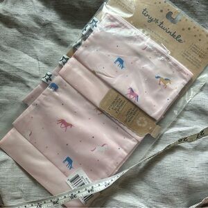 Tiny Twinkle 5 Pack Reusable Snack Bags - Food Safe, Pink (Unicorn Confetti)